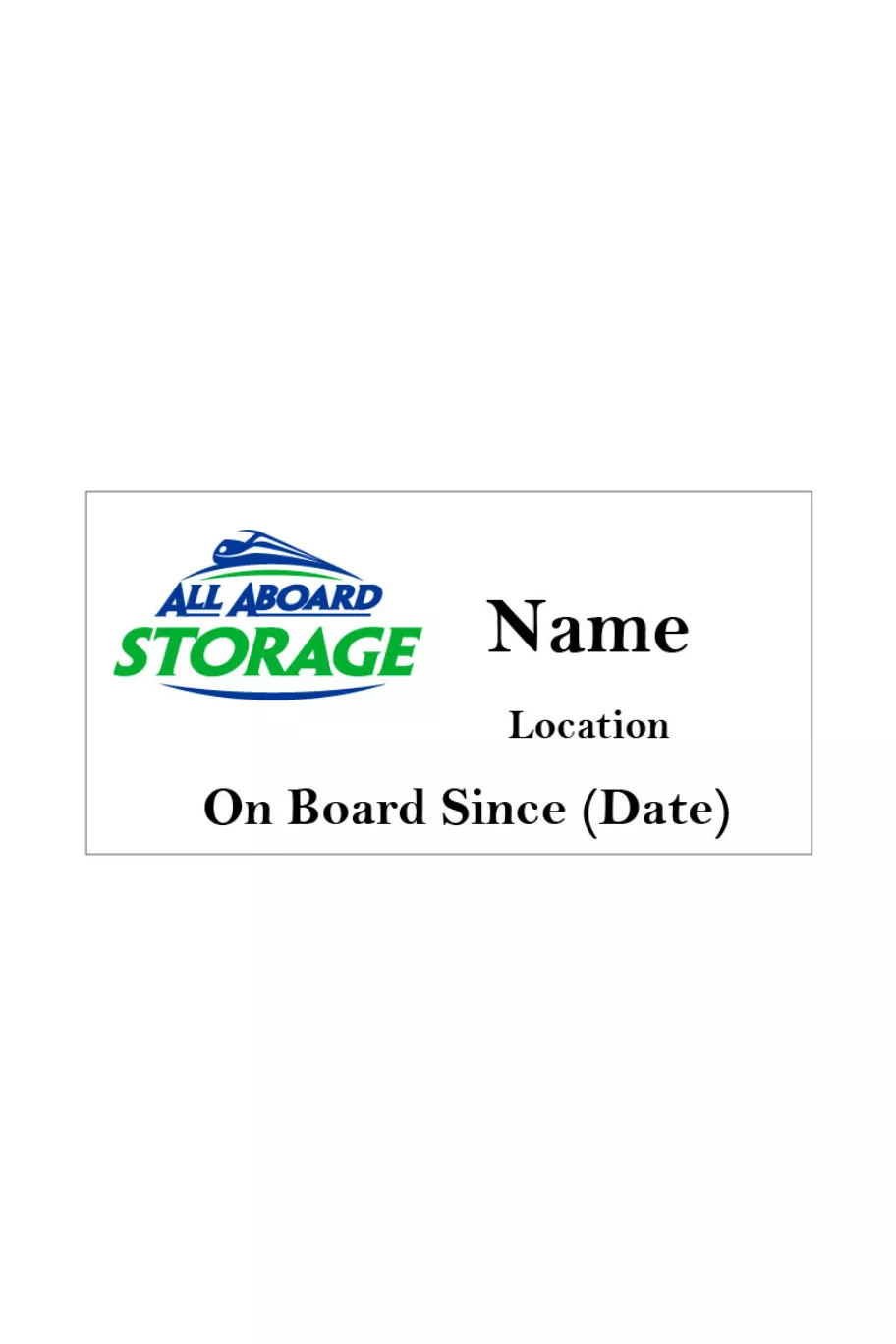 All Aboard Storage Name Badge
