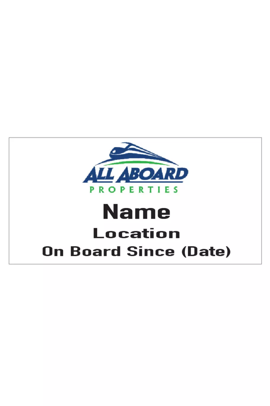 All Aboard Properties - Name Badge
