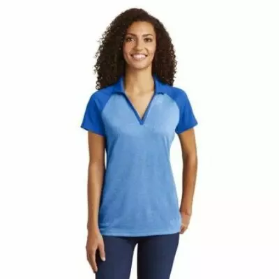 LST641 Sport-Tek Ladies PosiCharge RacerMesh Raglan Heather Block Polo