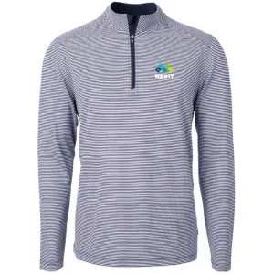Merit TX - Cutter & Buck Virtue Eco Pique Micro Stripe Recycled Mens Quarter Zip - MCK01258