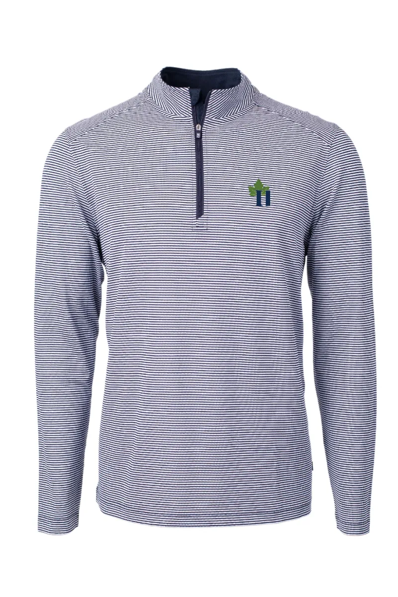 Hillenmeyer - Cutter & Buck Virtue Eco Pique Micro Stripe Recycled Mens Quarter Zip - MCK01258